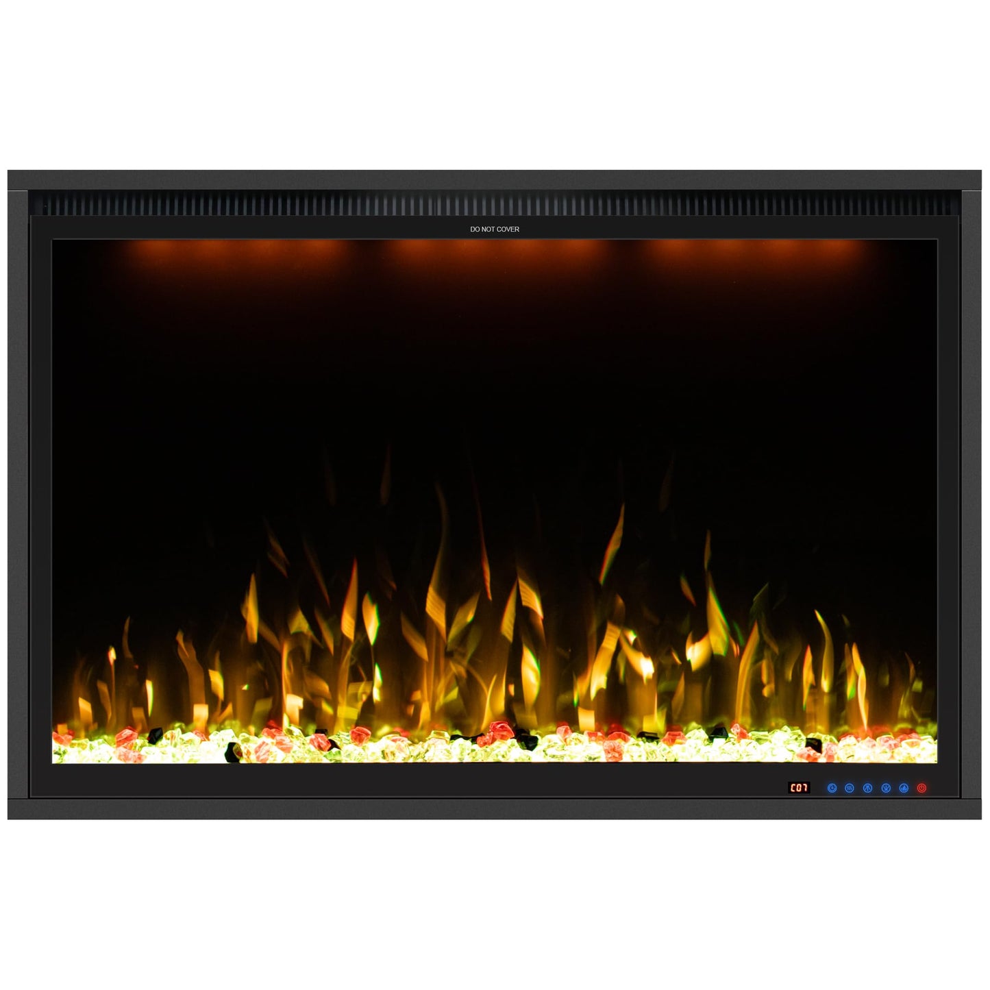 Benrocks 40'' WiFi- Enabled Electric Fireplace Inserts - Alexa & App Control, Slim Recessed & Wall Mounted, 13 * 13 * 3 Flame Color Combinations, 750W/1500W, Black
