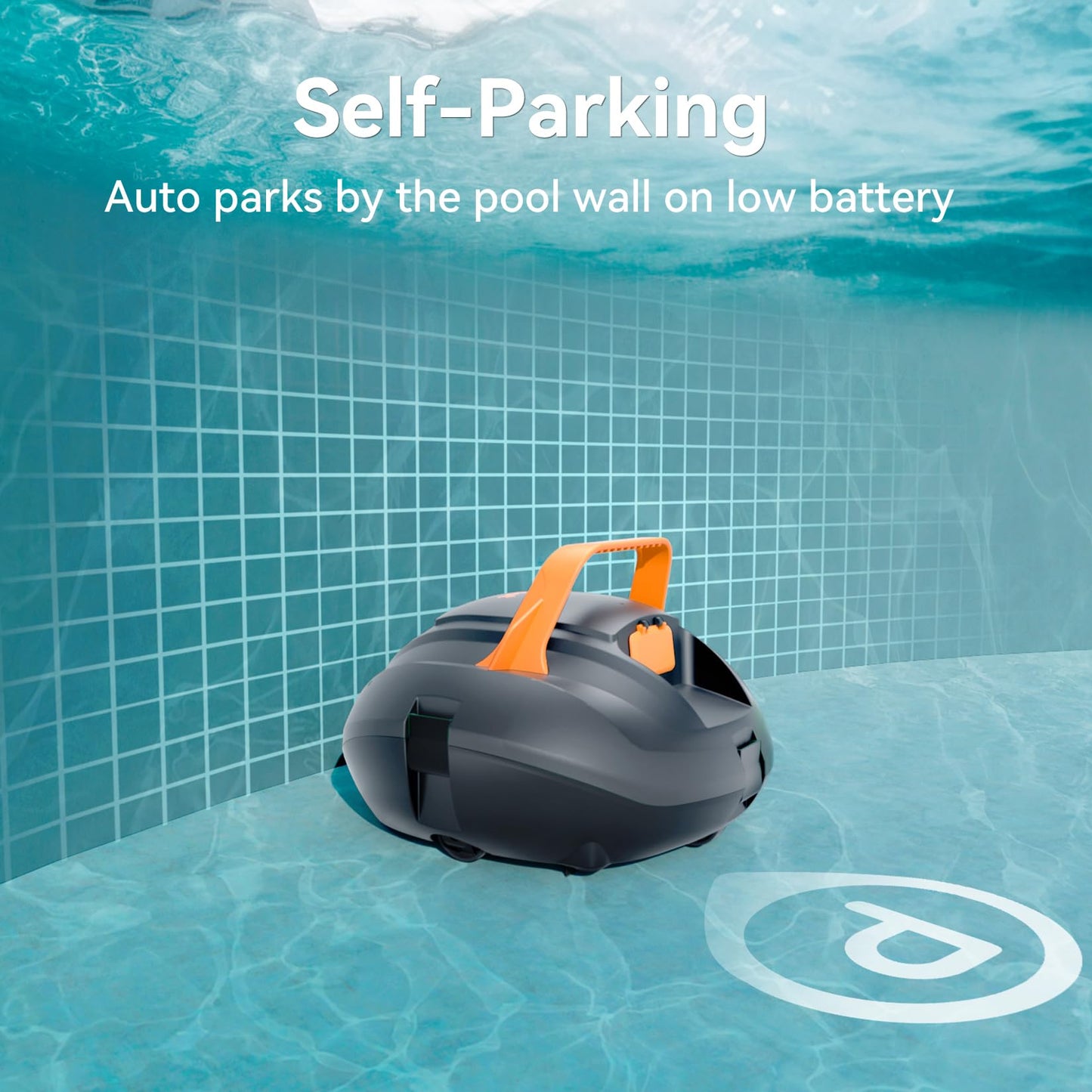 CliBot Cordless Robotic Pool Cleaner, Automatic Pool Vacuum with 120Mins Runtime, Powerful Suction and Auto-Parking, Pool Vacuum for Above Ground Pool Up to 850 Sq. Ft