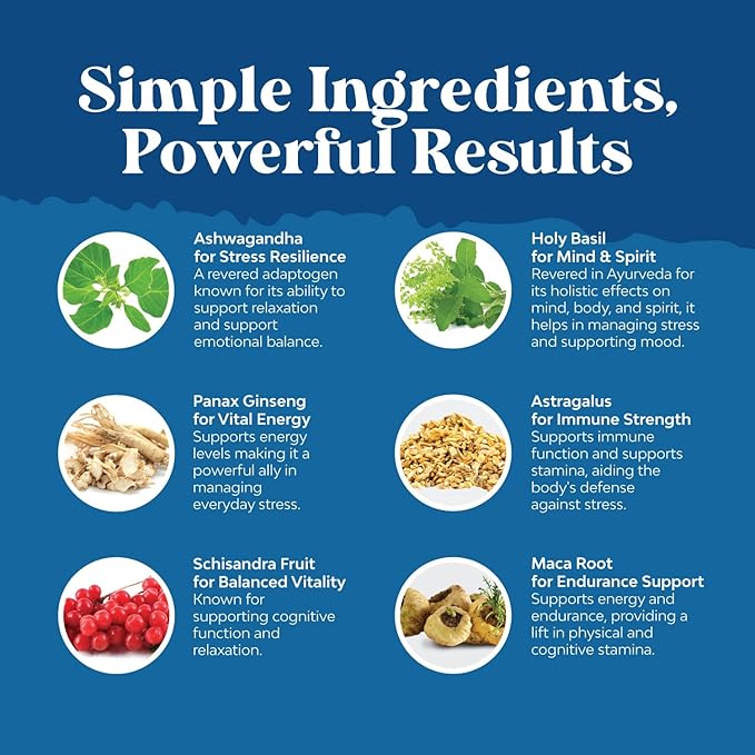 Herbal Adaptogen Mood Support Supplement - Calming Adaptogens Supplement for Stress & Cortisol Management with Ashwagandha Rhodiola Rosea & Maca Root - Vegan Non GMO & Daytime Friendly -180ct