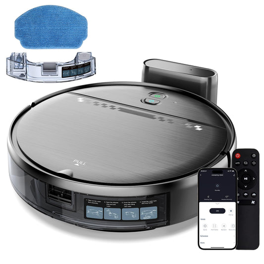 Robot Vacuum and Mop, 2-in-1 Robotic Vacuums Cleaner with Smart Max Strong Suction, WiFi/App/Alexa Voice Control, Obstacle Avoidance, for Pet Hair, Carpets and More