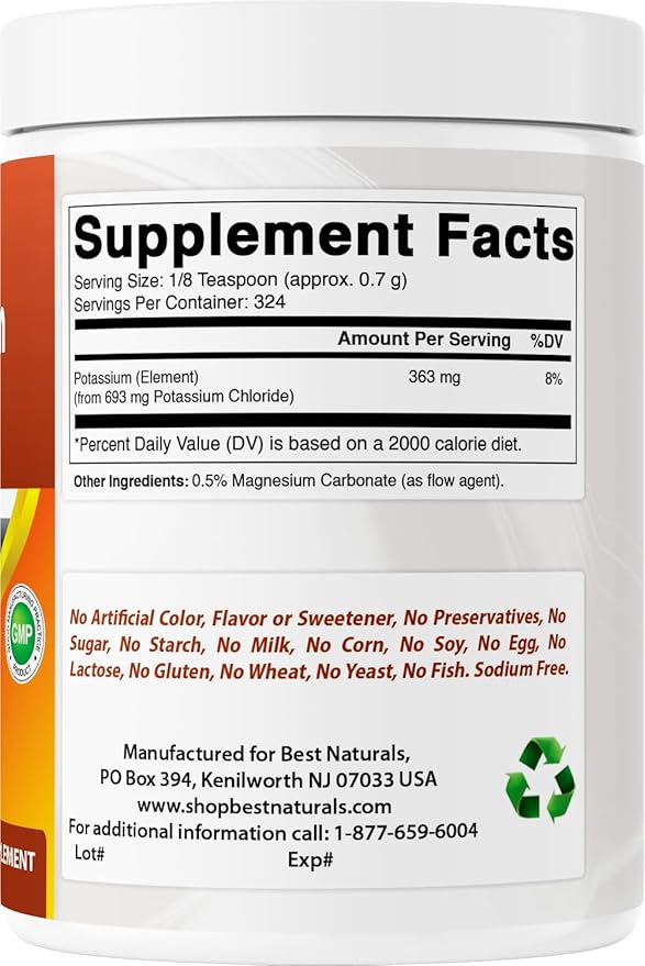 Best Naturals Potassium Chloride Pure Powder 1 Pound
