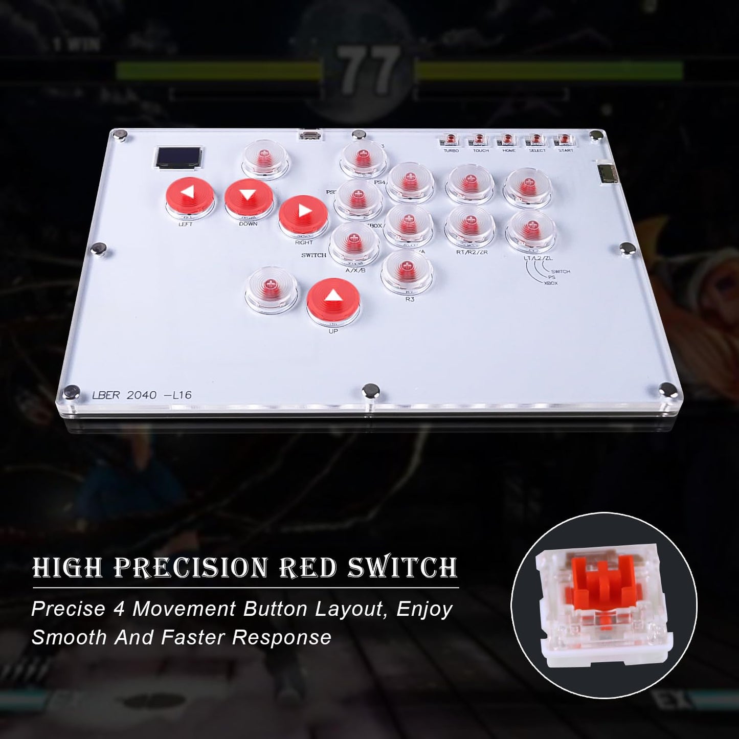 Leverless Controller L16 All-Button Arcade Stick for PC/PS3/PS4/Steam/Switch, Street Fight With Turbo & Custom RGB - Support Hot Swap & SOCD