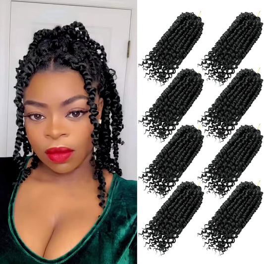 Bileaf 8 Packs Passion Twist Crochet Hair for Women Pre Looped Passion Twist Hair 8 Inch, Pre-Twisted Crochet Passion Twists Bohemian Braiding Crochet Twist Hair for Kids Hair Extensions #1