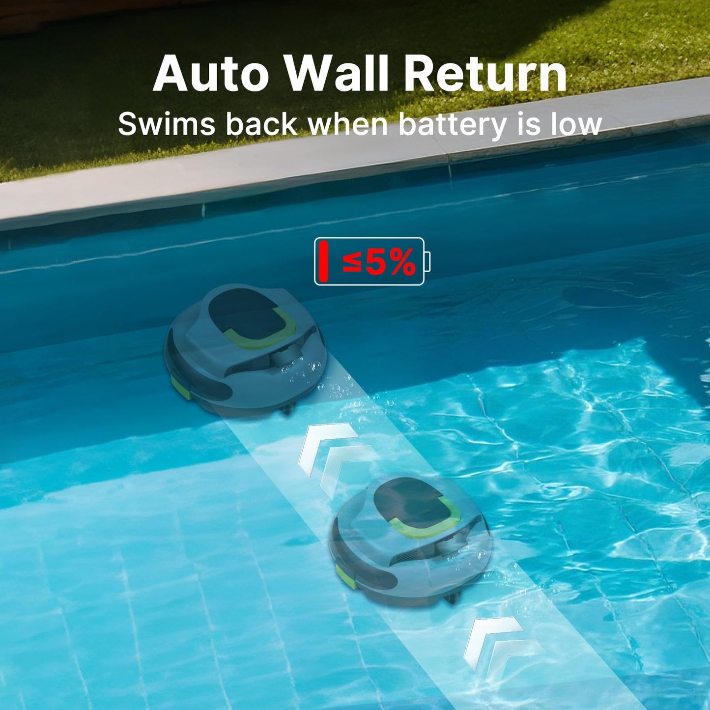 PoolPure Aquaguard SE II Cordless Robotic Pool Cleaner for Above Ground Pools, 100 Min Runtime, 5000mAh Fast Charge, Self-Parking, 2 Cleaning Modes, up to 1000 Sq.Ft (Grey)