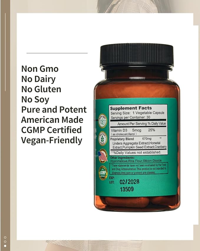 Bladder Control Supplement,Urinary Tract Support,Helps Relieve Urinary Urgency, Reduce leaks, and Decrease Bathroom Visits,Super Formula,one Capsule a Day,30-Day Supply