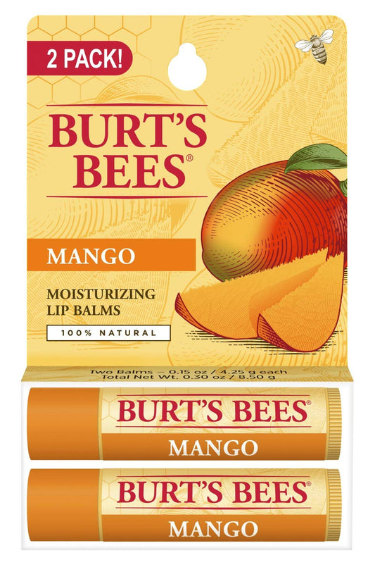 Burt's Bees Lip Balm - Mango, Lip Moisturizer With Responsibly Sourced Beeswax, Tint-Free, Natural Origin Conditioning Treatment, 2 Tubes, 0.15 oz.