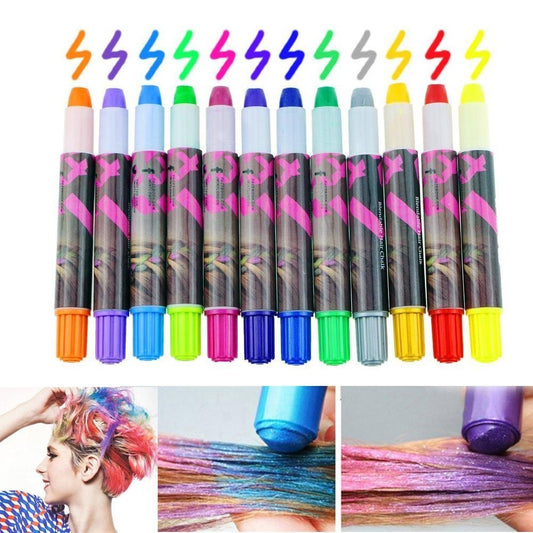 IVYRISE Colorful Hair Chalk Pens Combs Temporary Non-Toxic Hair Dye Coloring Set for Party Cosplay Makeup Best Girls Gift
