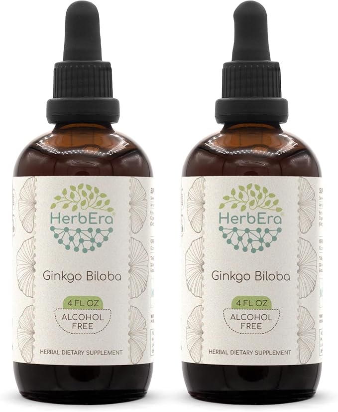 Ginkgo Biloba B120 (2pcs) Alcohol-Free Herbal Extract Tincture, Concentrated Liquid Drops Natural Ginkgo Biloba (Ginkgo Biloba) Dried Leaf (2x4 fl oz)