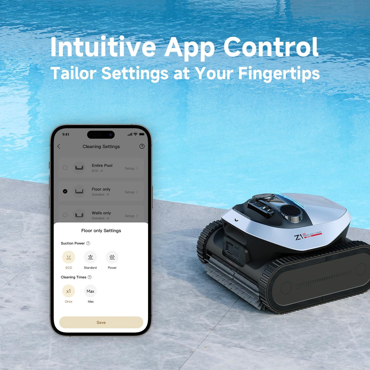 DREAME Z1 Pro Cordless Robotic Pool Cleaner, LiFi Remote Control, 8000 GPH Suction, Waterline Horizontal Cleaning, Auto-Retrieval, Automatic Pool Vacuum for Above & In-Ground Pools, Upgraded Version