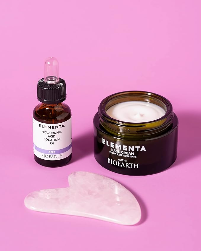 Bioearth Elementa, Age Face Serum with 2% Hyaluronic Acid and Organic Aloe Vera, Moisturising and Firming, Made in Italy, Vegan, AIAB Certification - 15ml Pack