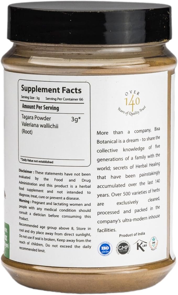 bixa BOTANICAL Valerian Root Powder (200g / 7oz) – Made for Organic Valerian Root, Gluten-Free, Non-GMO, Vegan, 100% Pure, Steam-Treated Valerian Root for Sleep Support