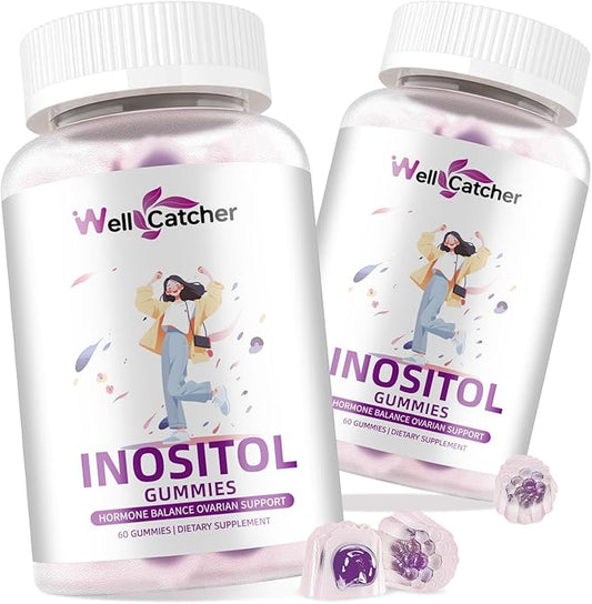 Inositol Gummies Myo-Inositol & D-Chiro Inositol Ideal 40:1 Ratio Inositol Supplement with Omega-3 Vitamin D3 Supports Healthy Ovulation Cycle Regularity Grape Flavor 2 Packs