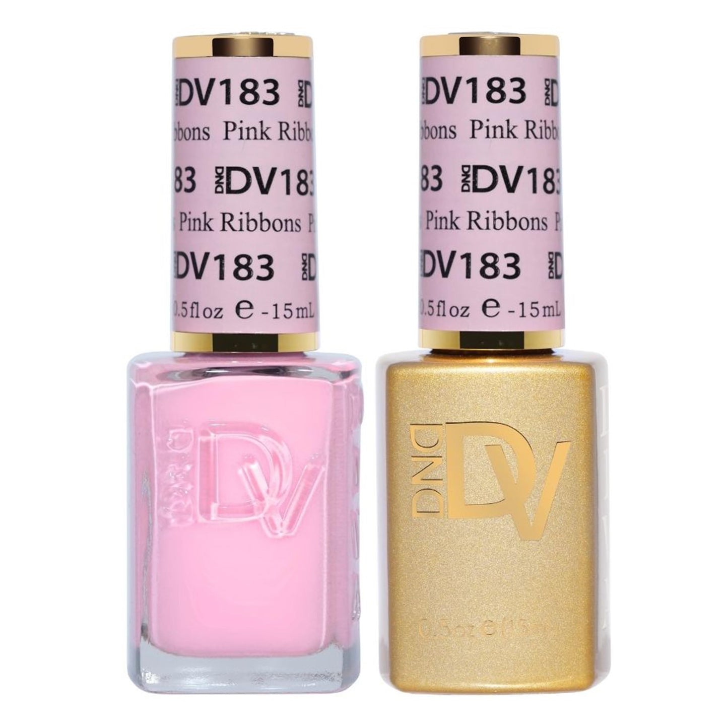 DND Diva Gel Polish Set, First Class Collection, UV/LED Gel Polish and Air Dry Nail Lacquer, Matching Chip-Free Polish Duo, 183 Pink Ribbons, 0.5 Fl Oz