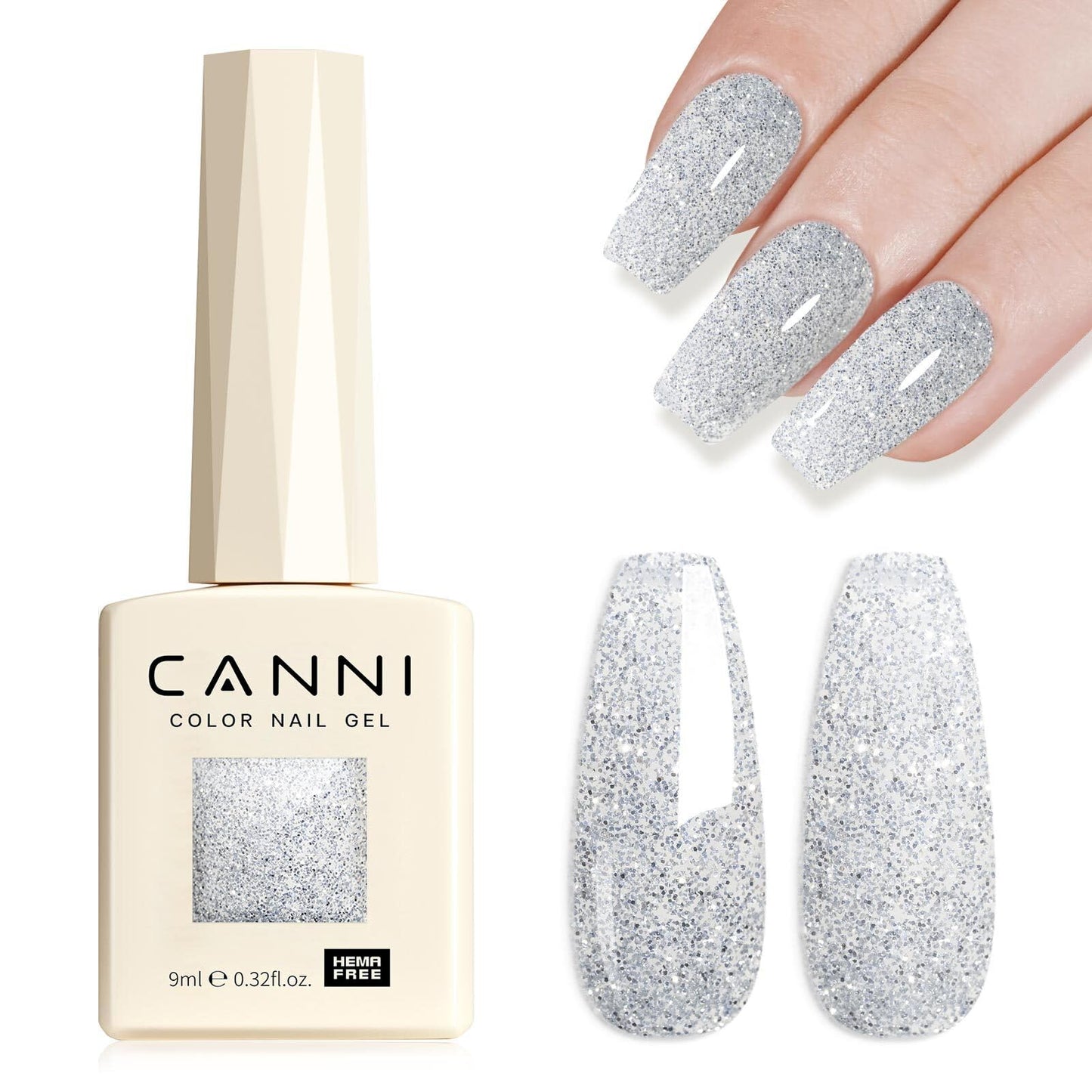 CANNI Glitter Gel Nail Polish 1pcs 9ml Nail Gel Iron color Glitter Nail Polish Soak Off Uv LED Nail Lamp Dawn Crystal Flash Series Nail Art Manicure Salon DIY Home