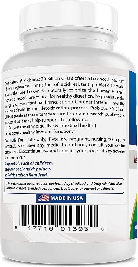 Best Naturals Probiotic 10 Strains 30 Billion Shelf Stable 120 Veggie Caps (120 Count (Pack of 3))