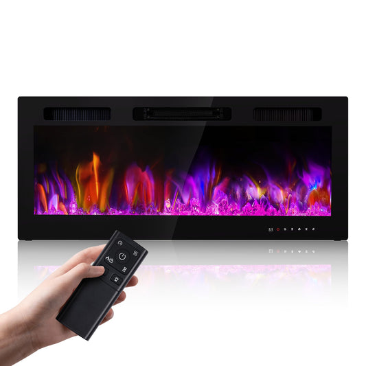 Electric Fireplace Inserts 42 Inch Wide, RealSmart Wall Mounted Fireplace 750W/1500W in-Wall Recessed Heaters with Remote Control, Timer, 12 Adjustable Color Flame & Brightness, Touch Screen