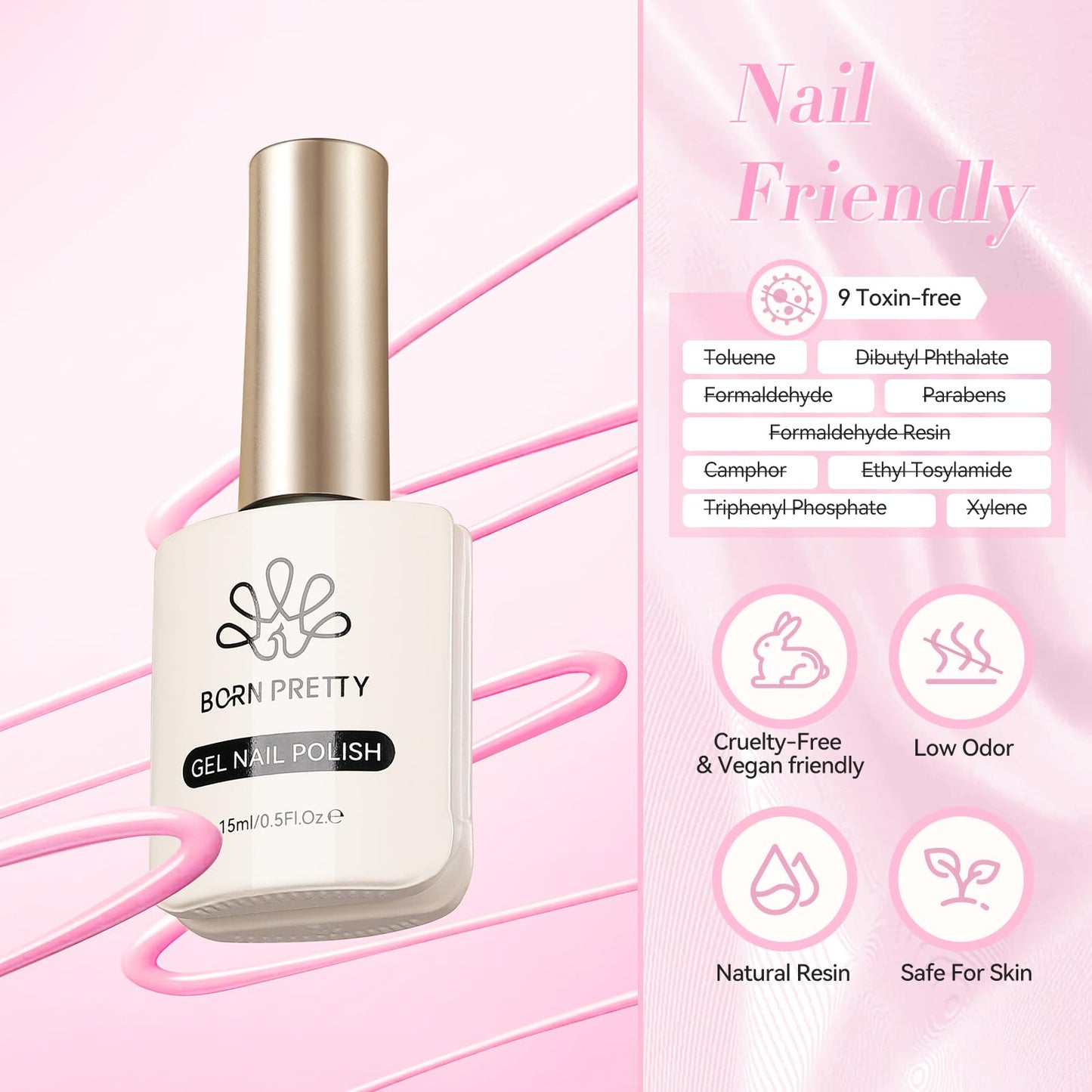 Born Pretty Pink Gel Nail Polish 15ml Paris Pink Color Nail Art Design Manicure DIY Salon Home Long Lasting