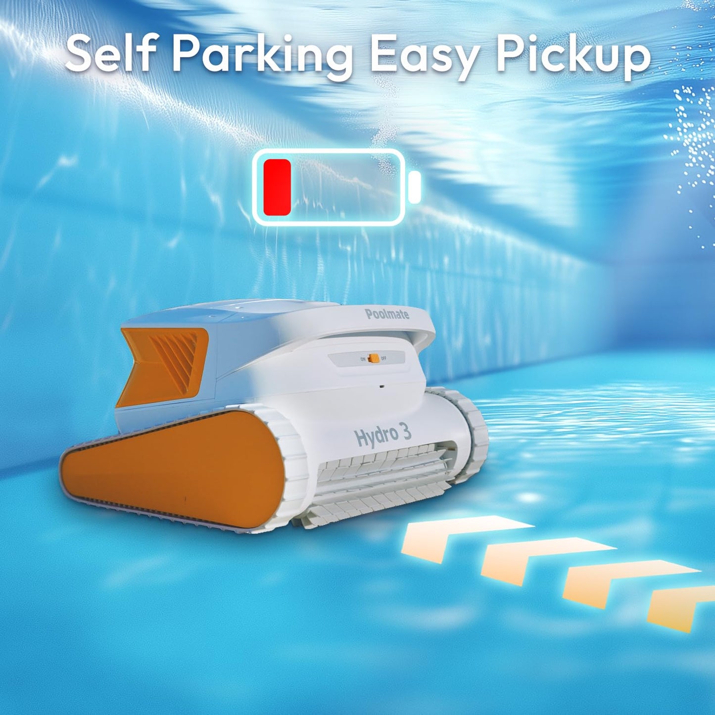 Cordless Robotic Pool Cleaner, Automatic Pool Vacuum for Inground and Above Ground Pools, Lasts 200 Mins, Floor/Wall/Waterline Cleaning, Dual Inlet, Waterline Technology, Self-Parking