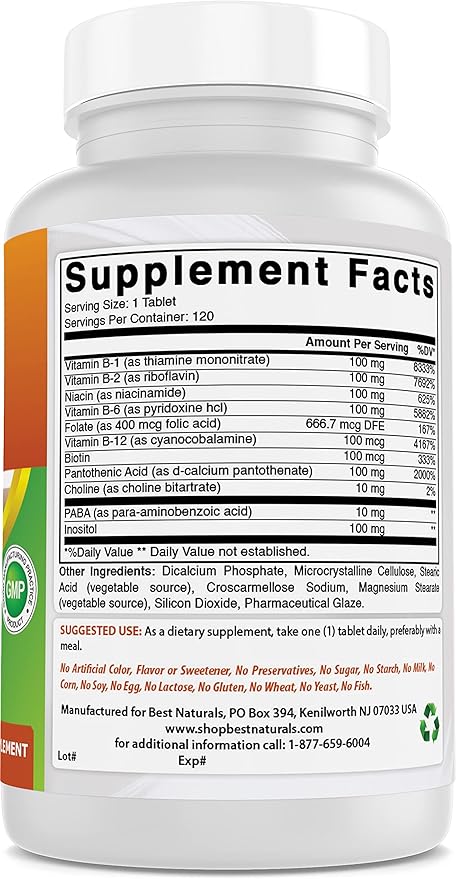 Best Naturals B-100 Complex for adults, 120 Tablets