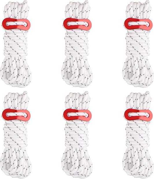 Azarxis Reflective Tent Guide Rope Lightweight Guy Line Cord with Aluminum Adjuster Guyline Tent Cord Tensioner for Camping Hiking Backpacking - Essential Survival Gear 13 Feet