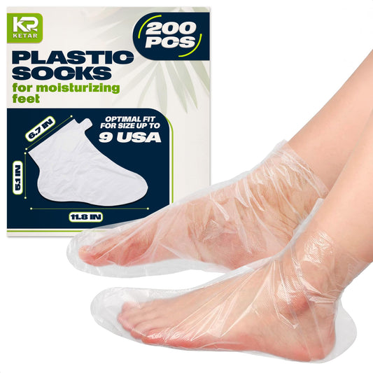 200Pcs Plastic Foot Covers Disposable Socks Foot Gloves - Paraffin Baths Foot Moisturizer Socks - Foot Moisturizing Socks Pedicure Bags for Feet Spa Socks for Women Plastic Socks for Moisturizing Feet