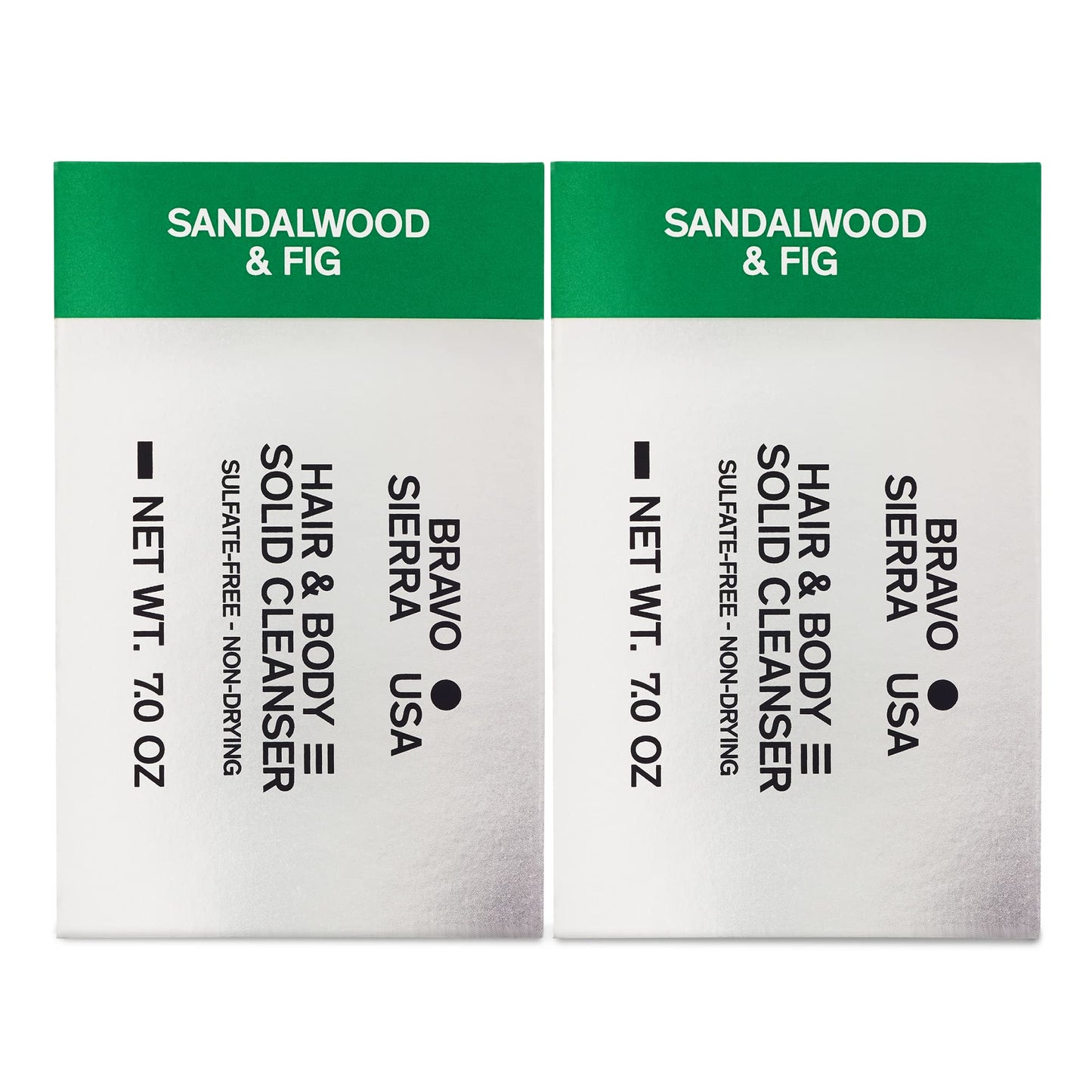 Bravo Sierra Body And Hair Mens Soap Bar, 2-Pack - All-In-One Shampoo & Soap For Face, Hair & Body - Sandalwood & Fig, 7 Oz - Co