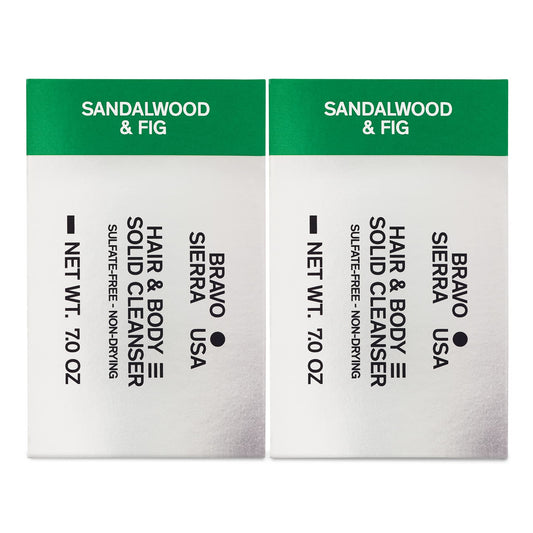 Bravo Sierra Body And Hair Mens Soap Bar, 2-Pack - All-In-One Shampoo & Soap For Face, Hair & Body - Sandalwood & Fig, 7 Oz - Co
