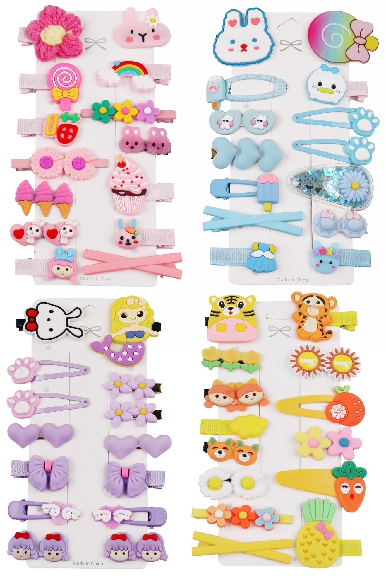 Hairpin Candy-colored kid's hair accessories, flower and fruit, rainbow hairpin set, girl cartoon animal cute hairpin,Package include 56pcs Hair Clips