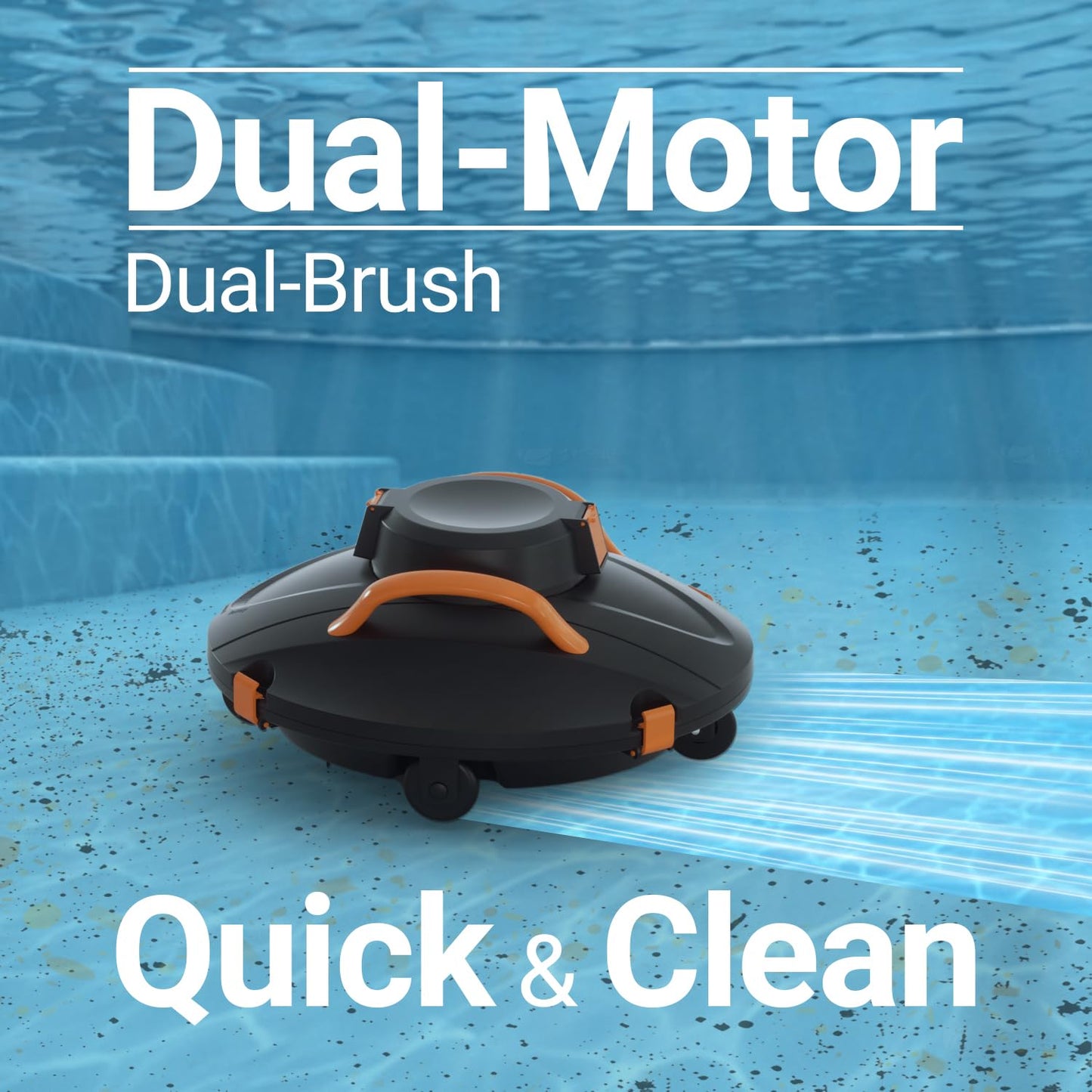 Cordless Robotic Pool Cleaner, Lasts 120 Min, Smart Sensor, Automatic Vacuum for Above-Ground Pools up to 914 Sq.ft, Portable