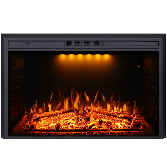 Valuxhome 43 Inches Electric Fireplace Heater Insert with Overheating Protection, Fire Crackling Sound, Remote Control, Thermostat, 750/1500W, Black