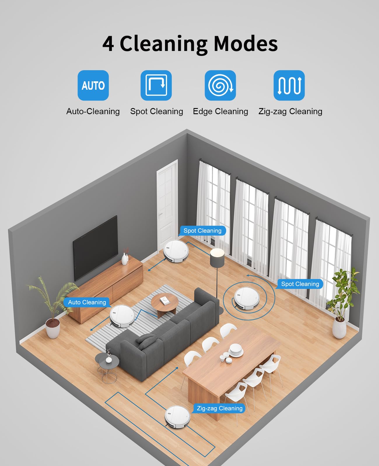 Robot Vacuum and Mop Combo, 2 in 1 Mopping Robot Vacuum Cleaner with Schedule, Wi-Fi/Voice/App, Strong Suction, Ease of Use, Self-Charging Robotic Vacuum, Slim, Ideal for Hard Floor, Pet Hair, Carpet