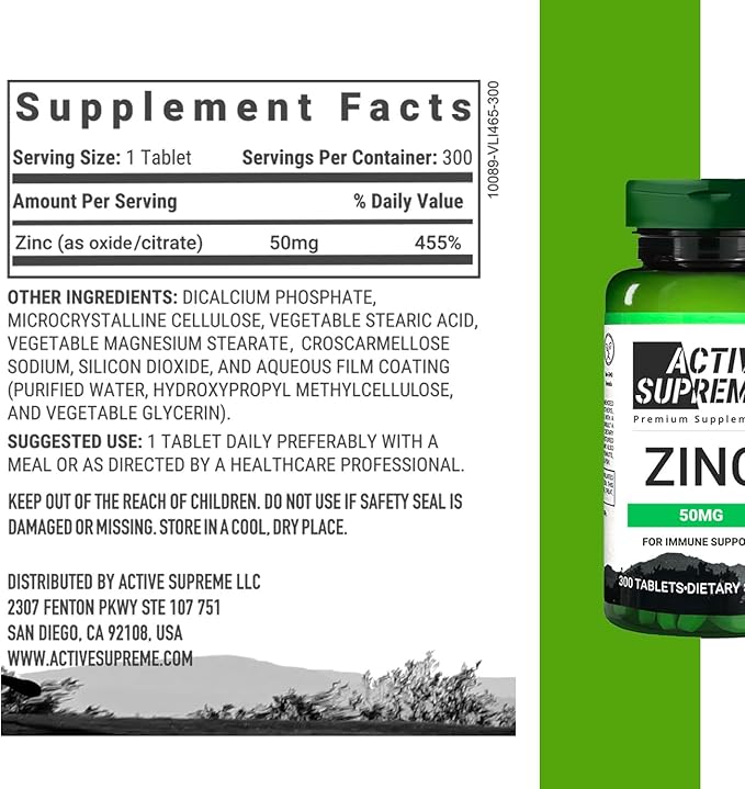 3 Pack Zinc Citrate 50 mg - Supplement to Support Immune System & Reproductive Health