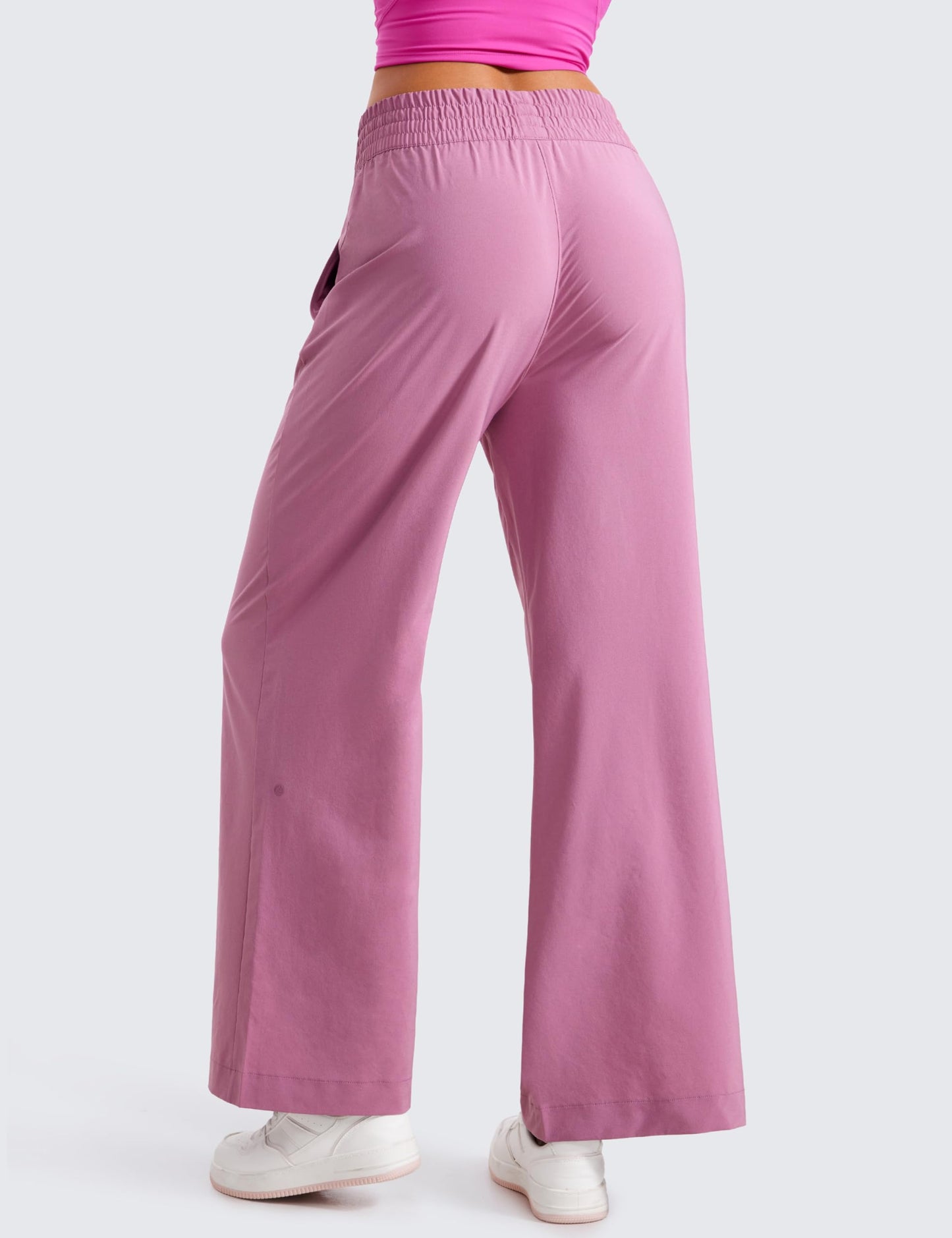 CRZ YOGA Lightweight Wide Leg Pants for Women 30" High Waisted Casual Lounge Travel Work Pants with Pockets Loose Fit Summer Velvet Dust X-Large