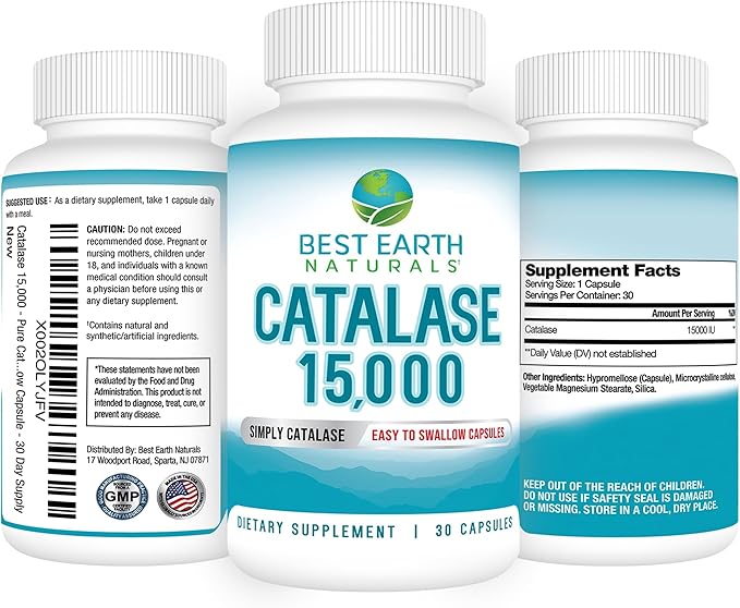 Best Earth Naturals Catalase Supplement 15,000 - Hair Supplements for Strong Hair - 30-Day Supply