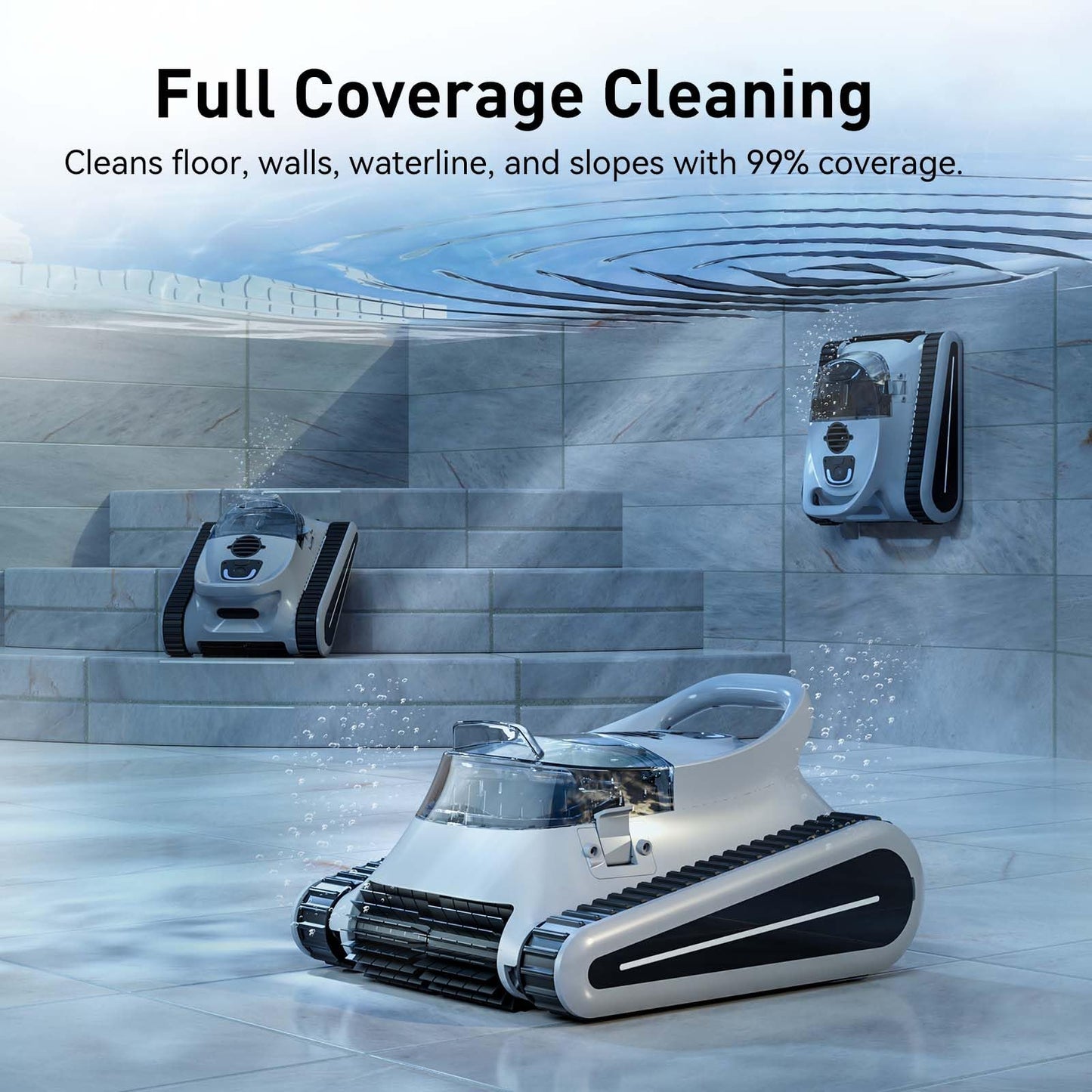 Pool Vacuum for Above Ground Pool Up to 2000 Sq.ft, Pool Vacuum for Inground Pools Lasts Up to 150 Mins, Dual Brushes for Superior Cleaning, Pool Cleaner for Wall, Floor and Auto Mode
