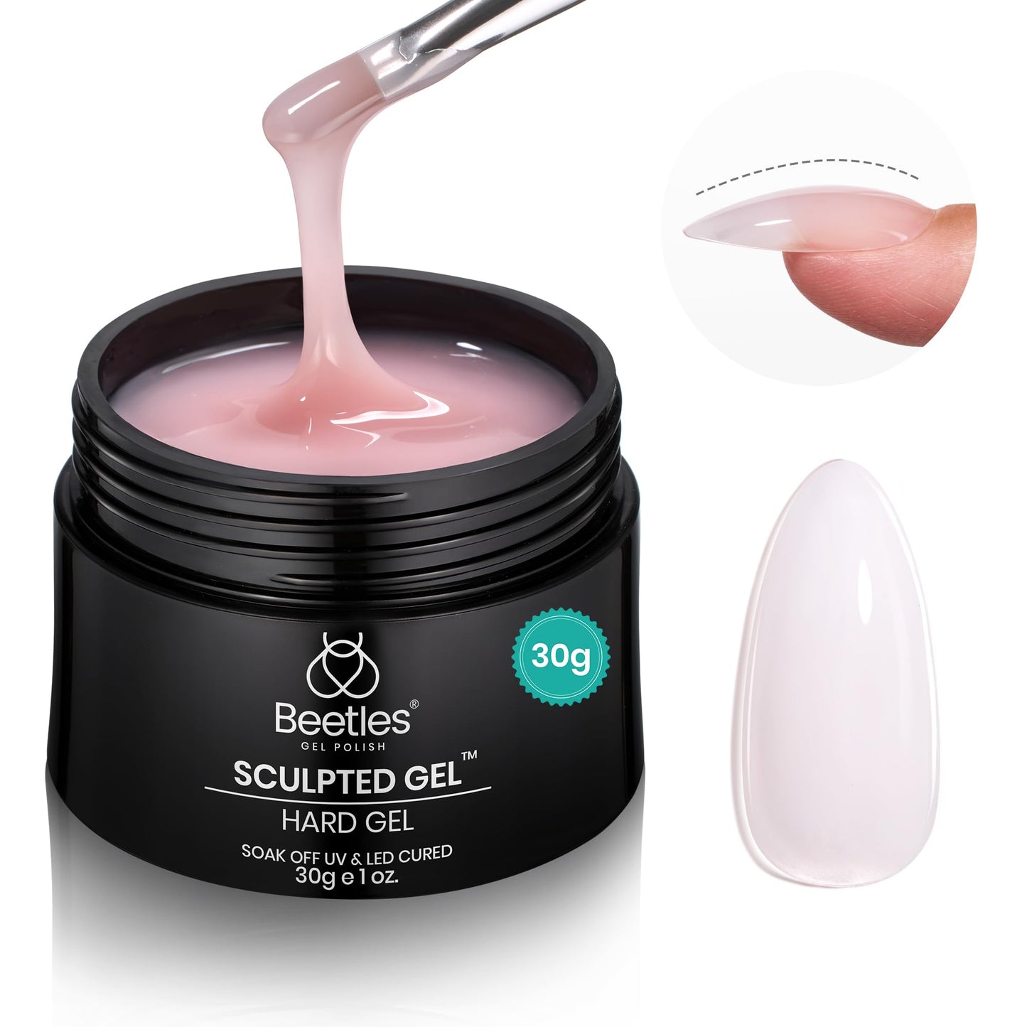 Beetles Builder Gel Nail Extension Hard Gel for Nail Strengthener Nail Sculpture Broken Nail Repair Protection Durable Nude Pink Sculpted Gel for Home Salon Nail DIY Art Manicure 1.06 oz