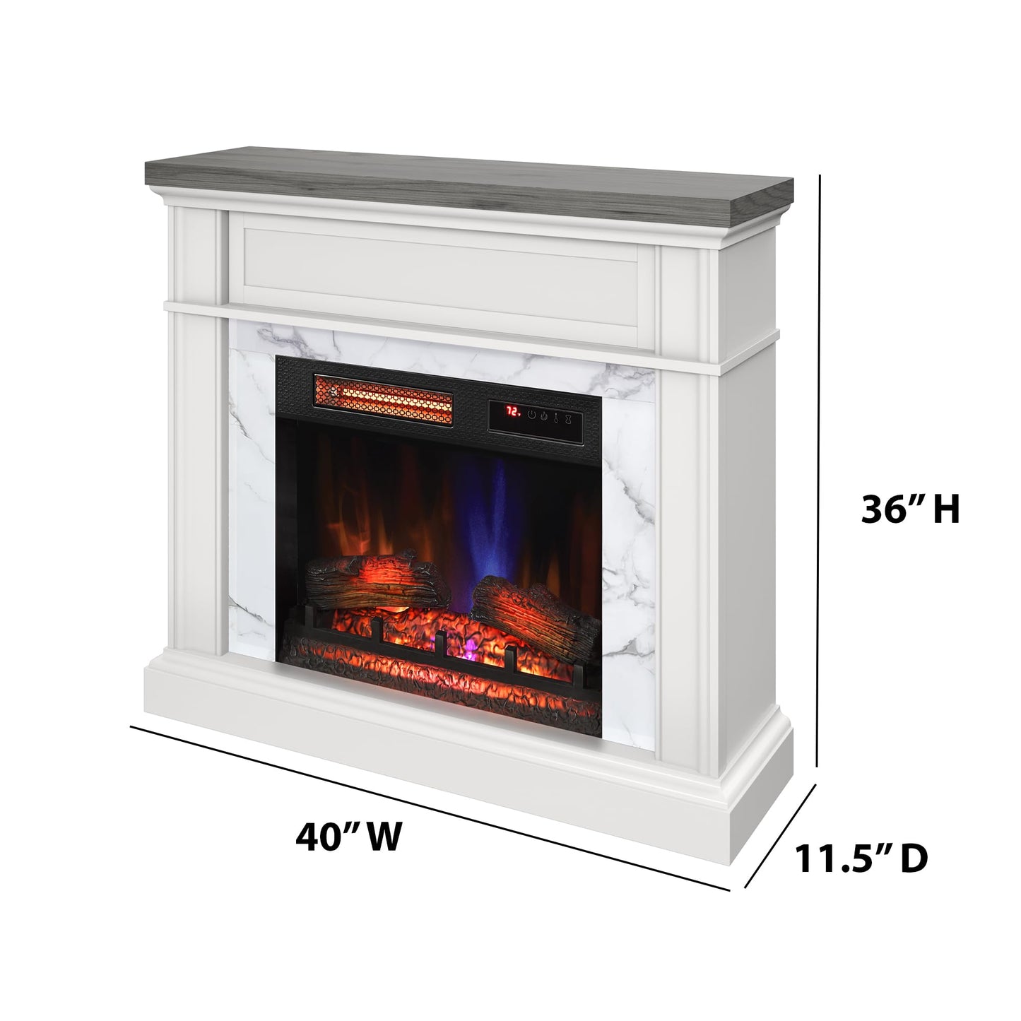 duraflame® Wall Mantel Electric Fireplace, Bright White