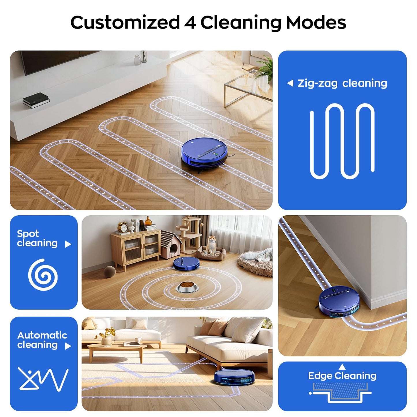 Robot Vacuum and Mop Combo, 2-in-1 Mopping Robot Vacuum Cleaner with 2300Pa Suction, 2.87'' Slim Design, Wi-Fi/App/Voice Control, 3D Obstacle Avoidance&Self-Charging for Hard Floors, Carpets, Pet Hair