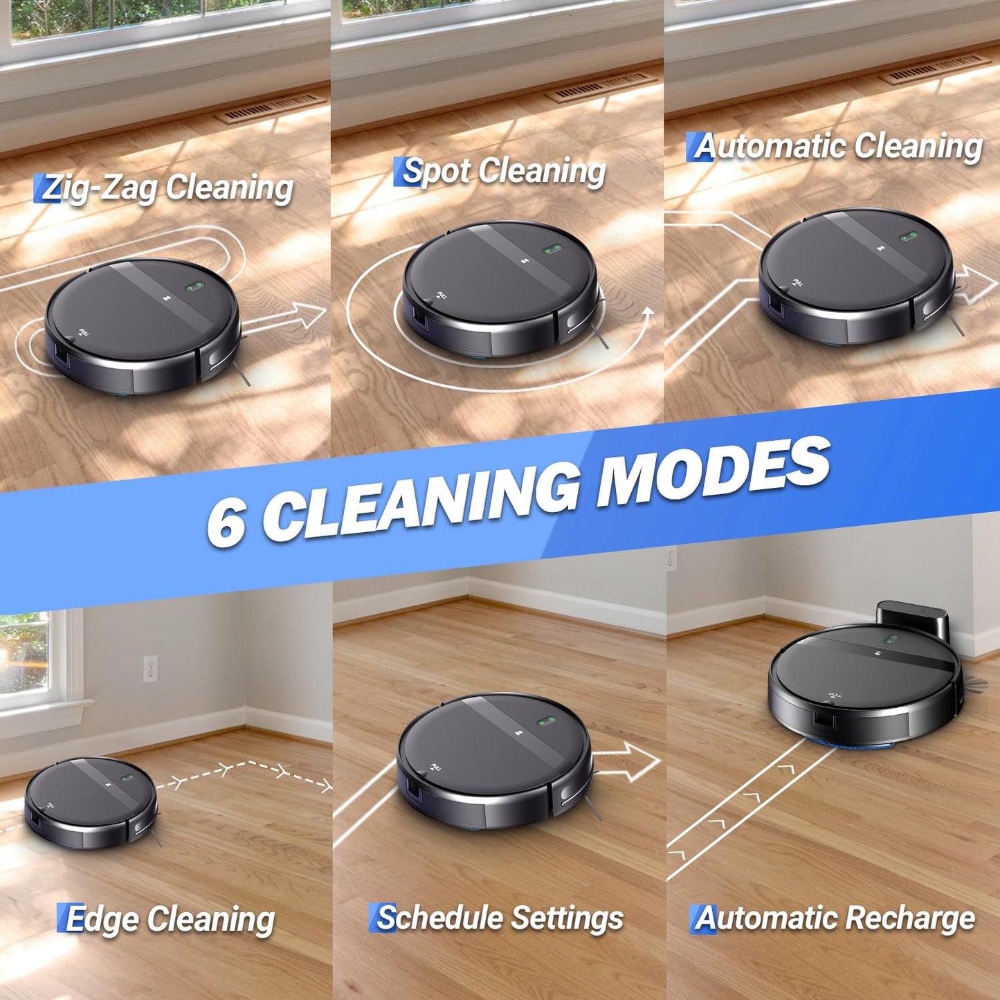 Kilgone Robot Vacuum and Mop Combo for Large Homes & Pet Hair – Smart App/Voice, 2300Pa Sucktion, 120Min Clean, Ultra-Thin 2.87" Design