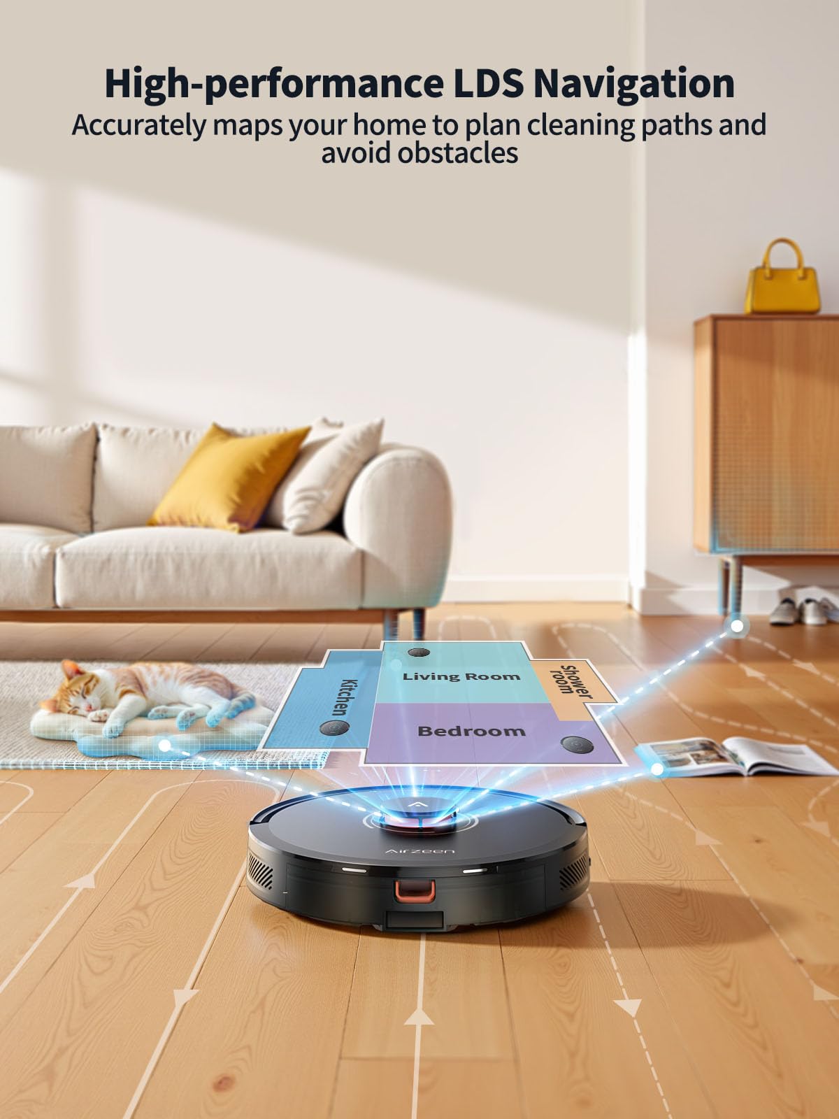 Robot Vacuum and Mop, Self-Emptying Robot Vacuum Cleaner with 5000Pa Suction, Laser Navigator with Smart Mapping Robotic Vacuums, 150Mins Runtime,Schedule,App Alexa Control for Carpet/Pet Hair,Q10 pro