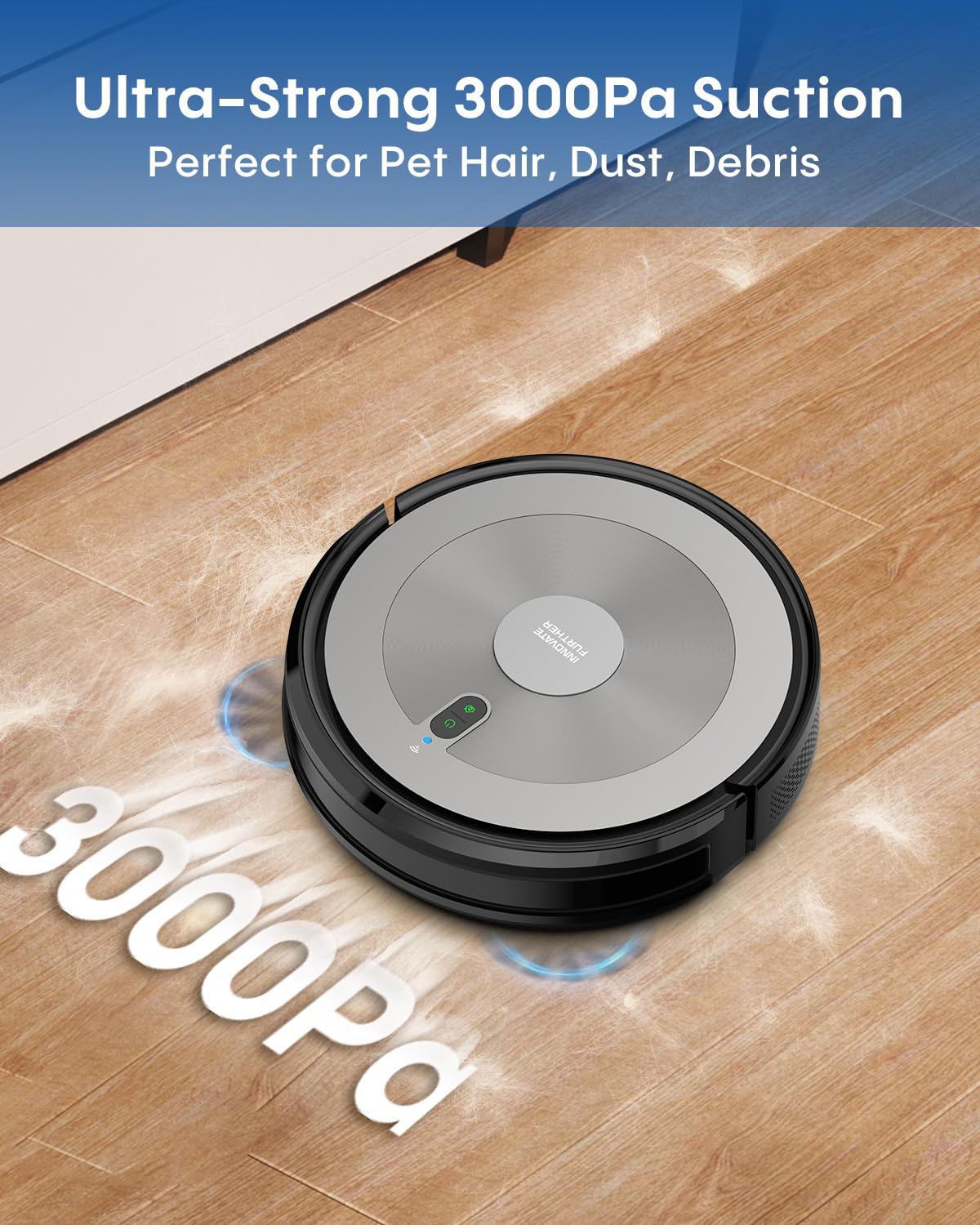 AZQQ Robot Vacuum and Mop - Robotic Vacuums Cleaner 3000 Pa Strong Suction, Smart Efficient Navigation, Automatic Recharge, Anti-Fall, 6 Cleaning Modes, Pet Hair Removal, App/Alexa/Voice Control