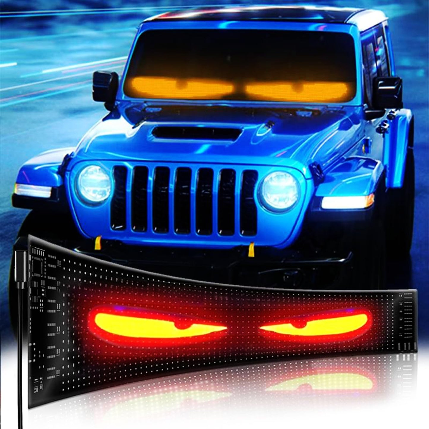 Goodream Devil Eyes Light for Windshield, 52in*7.5in Large Size DIY Programmable Flexible LED Display for Car Truck SUV Neon Sign Cool Accessories