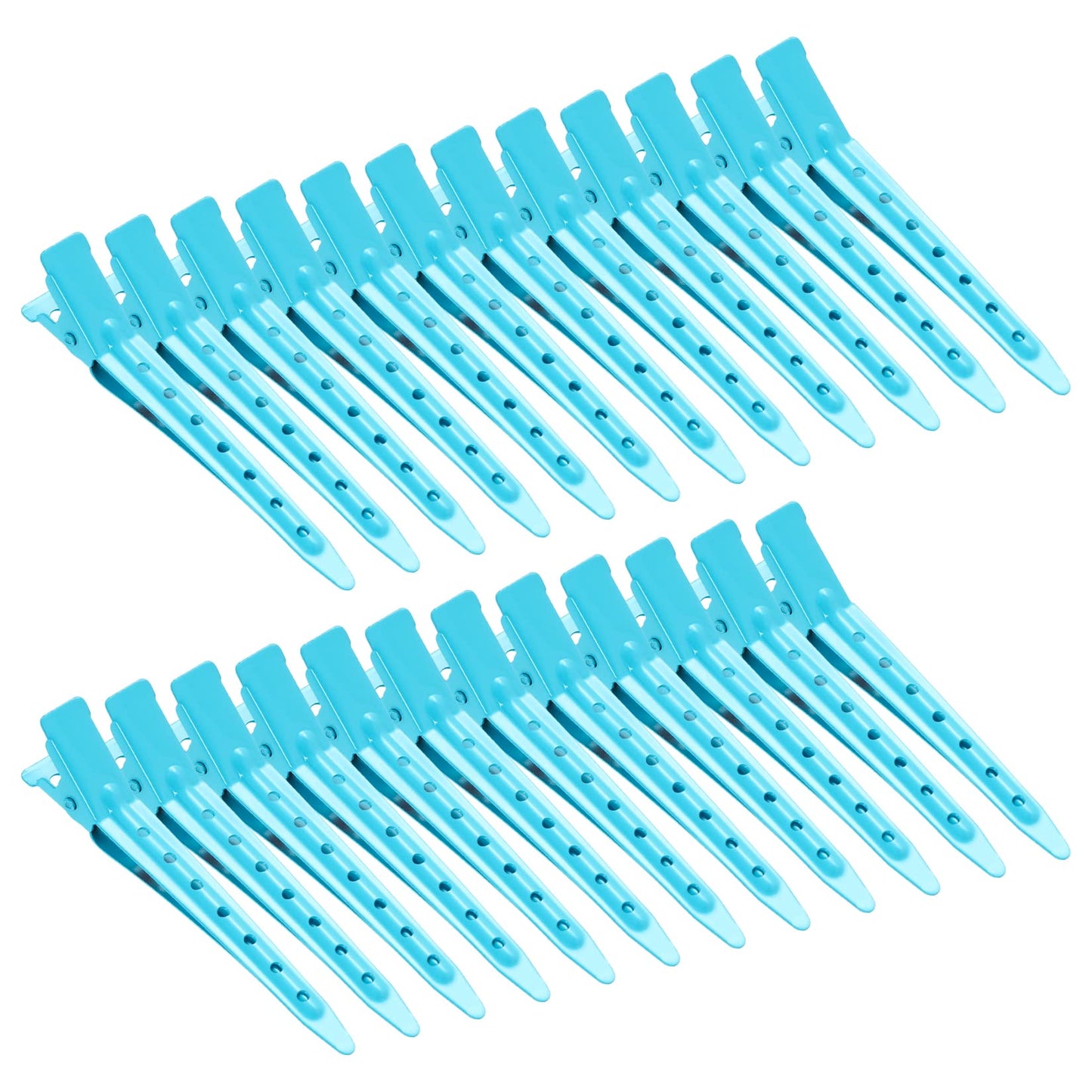 24 Packs Duck Bill Clips, Bantoye 2.75 Inches Rustproof Metal Alligator Curl Clips with Holes for Hair Styling, Hair Coloring, Blue