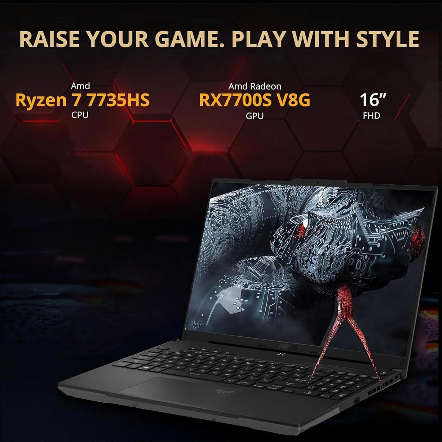ASUS TUF A16 Gaming Laptop, AMD Ryzen 7 7735 HS (Up to 4.75 GHz, 8-Core), Radeon RX 7700S 8 GB, 16" FHD 165 Hz Display, 32 GB DDR5 RAM, 2 TB SSD, RGB Backlit Keyborad, Windows 11 Pro, w/Accessories