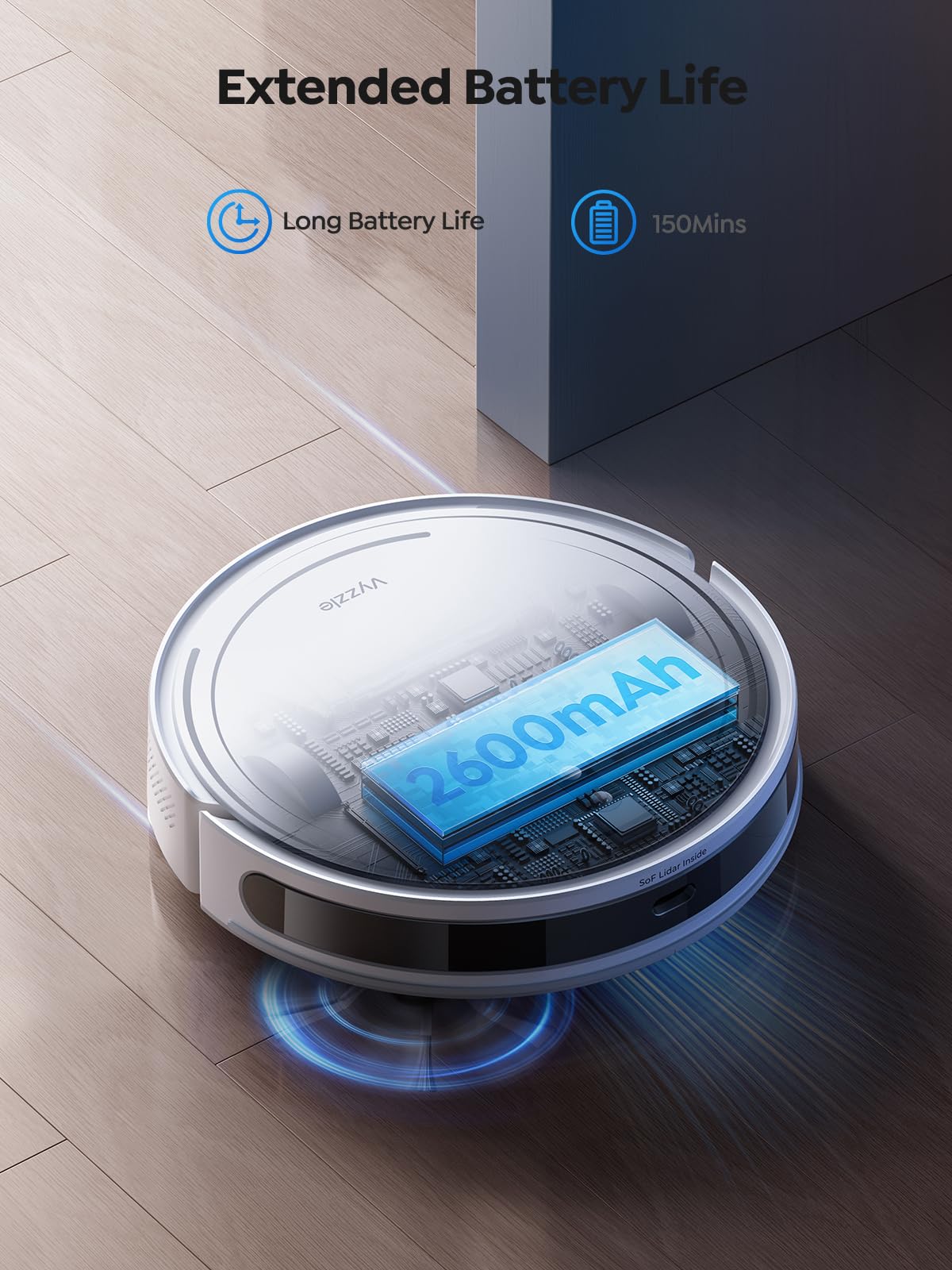 Vyzzle Robot Vacuum, 5000Pa Robot Vacuum and Mop, Smart Navigation, Ultra Slim Robot Vacuum Cleaner Self-Charging, Wi-Fi/App/Alexa Control, Ideal for Pet Hair, Hard Floor, Carpet