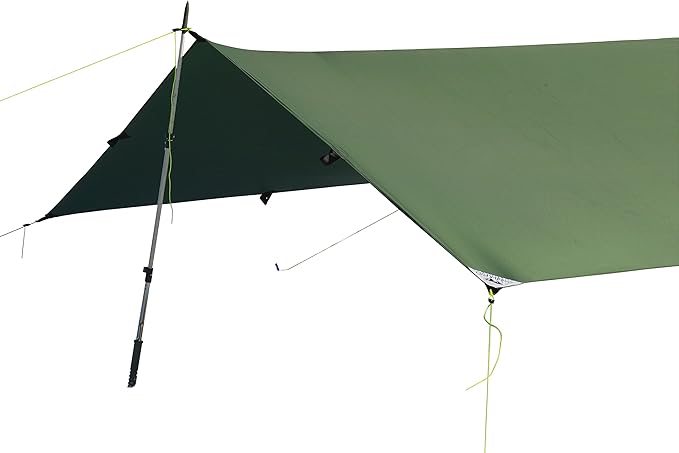 LiteOutdoors Silnylon Tarp - 13.9 Oz. - Ultralight Backpacking Tarp or Hammock Tarp (Green, 10' x 10')