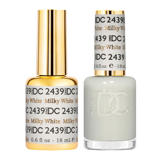 DND DC Gel Polish Set, Sheer Collection, UV/LED Gel Polish and Air Dry Nail Lacquer, Matching Chip-Free Polish Duo, 2439 Milky White, 0.5 Fl Oz
