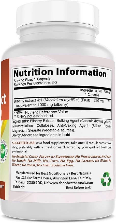 Best Naturals Bilberry 1000 Mg 90 Capsules (90 Count (Pack of 2))