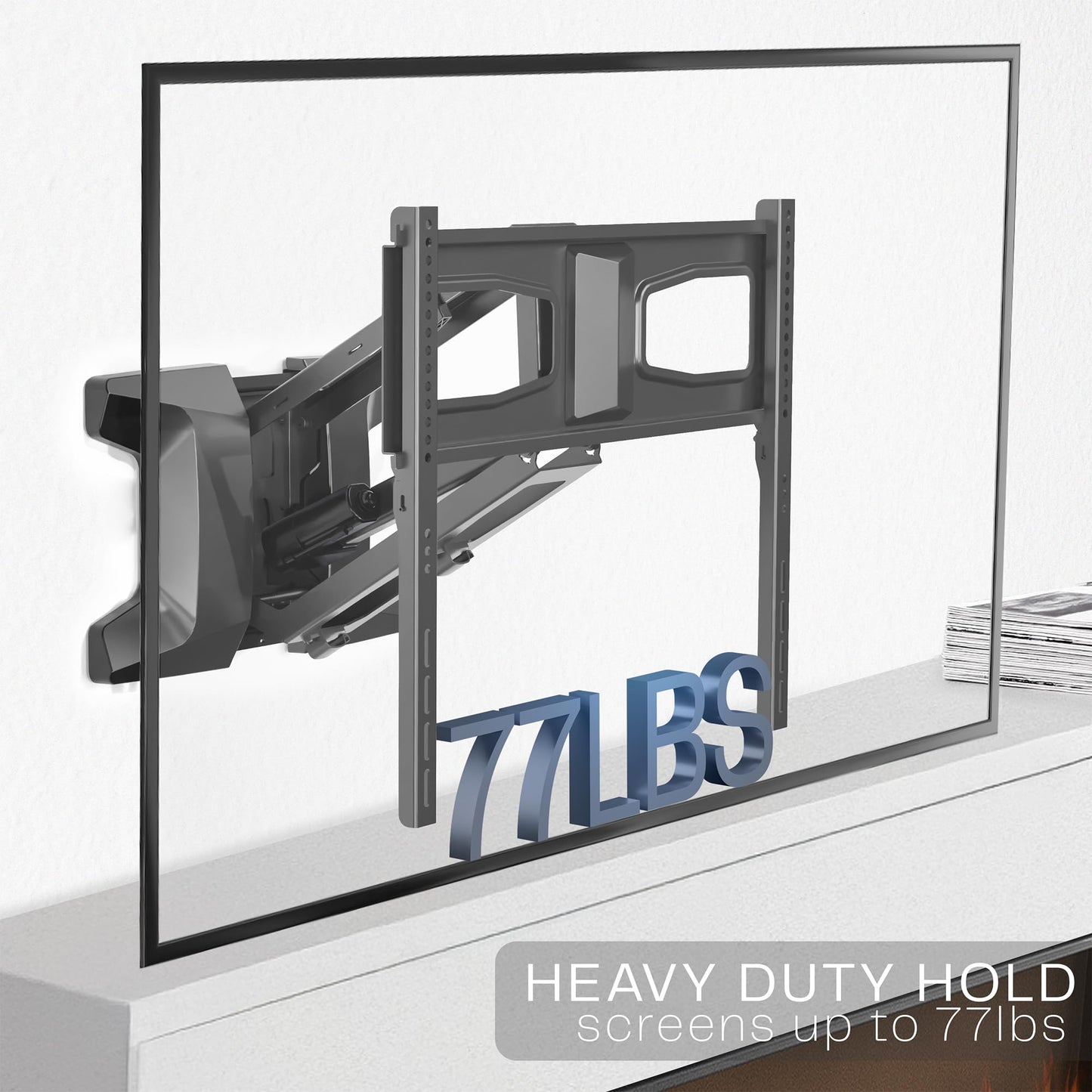 VIVO Motorized Fireplace TV Wall Mount for 37 to 70 inch Screen up to 77 lbs, Height Adjustable Electric Pull Down Mantel Bracket, Black, MOUNT-E-M070R