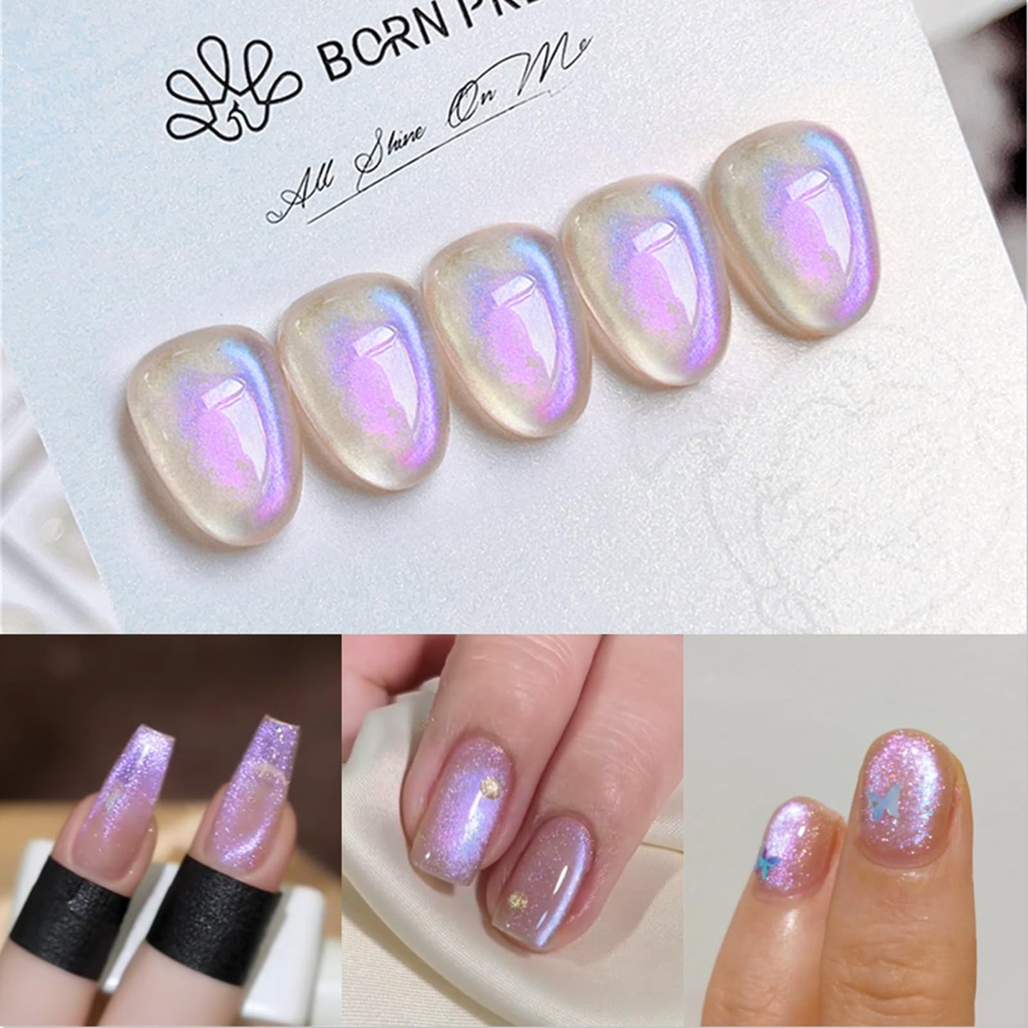 Born Pretty Cat Magnetic Eye Gel Nail Polish, Purple Auroras Cat Magnetic Gel, Mermaid Shiny Effect Soak Off Nail Art Salon Manicure Home Gift 15ml